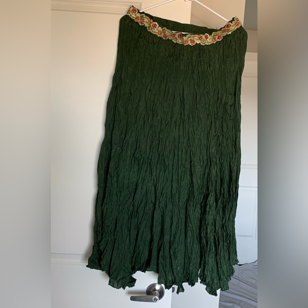 Boho Fairycore Asymmetrical Green Midi/Maxi Skirt NWT 🌴